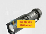 Baterka lampa 1xAA, 520 lumen 9w, q5 led s nabíjacou bat – fotka 2